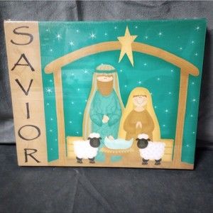 Blossom Bucket Light Up Savior Nativity Picture Size 8x10 NWT